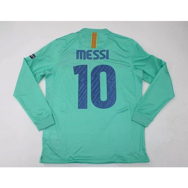 Adult Fc-Barcelona Jersey 2010 2011 Soccer Shirt Messi Green Long Sleeve Champions League-image