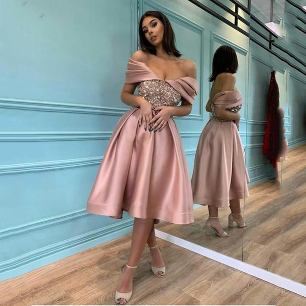 Women's Spring Simple And Elegant Long Slim Sequined Off-Shoulder Banquet Evening Dress-image