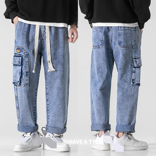 Men's Clothing Spring Korean Version Youth Casual Straight Pants Drawstring Elastic Trousers Men-image