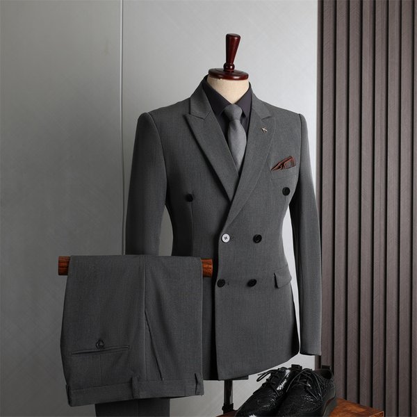 Men's Clothing Suit Double Row Men, Formal Attire Business, Leisure, Fashion, Korean Version, Slim Fit, Large Size, Banquet, Wedding, Small-image