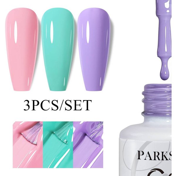 Parkson 3pcs Color Gel Polish Macaron Colors Soft Colorful Nail Polish Art Nail Supplies for Professionals Nail Gel Kits