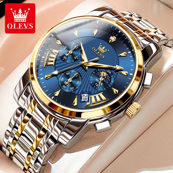 Olevs Men's Watch Multifunctional Fashion Quartz Watch New Steel Strip Waterproof Calendar Watch-image