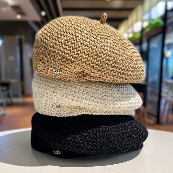 for Women 2024 New Spring Summer Thin Versatile Styling Pleated Design Breathable Face-Slimming Small Beret Artist Hat