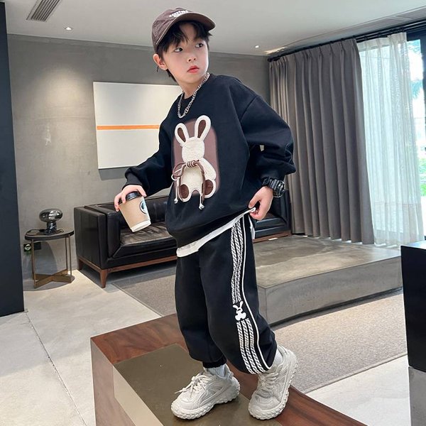 Kids'clothing Children's Clothing Boy Cartoon Rabbit Medium Children's Sports Explosion Street Foreign Style Two-Piece Fashion-image