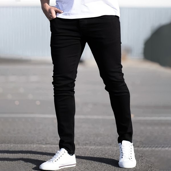 Suitable For All Seasons Slim Fit Men's Jeans With Elastic Waist New Style Skinny Pants-image