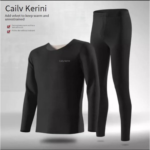Men’S Thermal Underwear Set – Fleece-Lined Winter Base Layer (L-4XL, Black/Blue/Gray, Box Packaging)-image