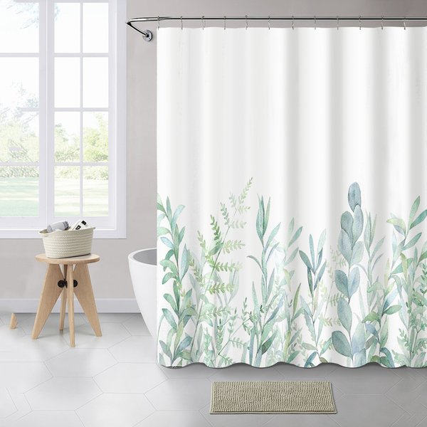 Modern Geometric Print Shower Curtain – Waterproof Polyester Bathroom Decor With Abstract Lines, 180X180Cm-image