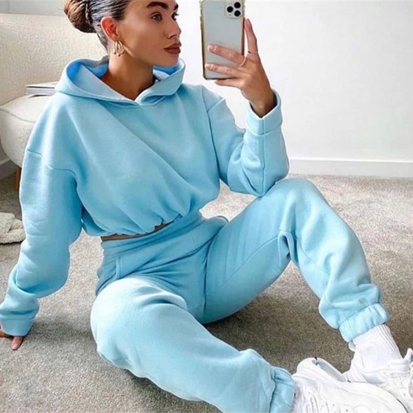Fashion Long-Sleeved Sports And Leisure Suit Two-Piece Set For Women-image