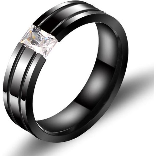popular personalized diamond titanium steel men's ring black zircon personalized ring diamond ring ring