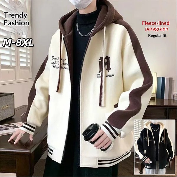 Pulse Cross-Border Men's Plus Size Loose Trendy Fashionable Handsome Autumn Winter Fleece Baseball Casual Jacket Top-image