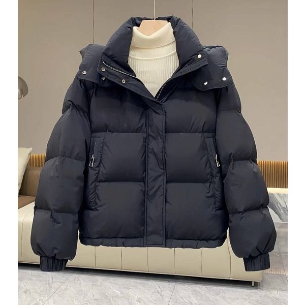 Women's Plus Size Hooded Cotton Coat Winter Short Puffer Jacket Casual Loose Fit Outerwear For Petite Ladies