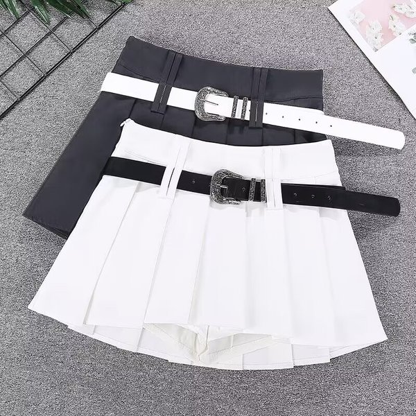 Women's Clothing Sexy hot girl belt mini skirt fashion women's clothing design sense JK short skirt small anti exposure pleated skirt