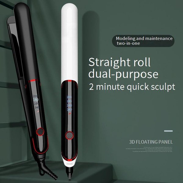 Hair Straightener & Curling Iron - Professional Styling Tool With Adjustable Temperature & Ceramic Plates (Fast Heating Anti-Frizz Travel-Friendly)-image