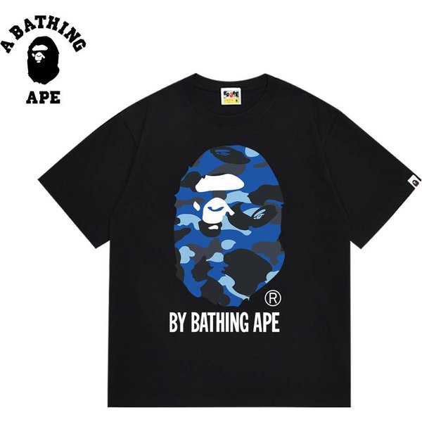A Bathing Ape Bape-Multi Colored Monkey Head Pattern Printed Short Sleeved T-Shirt Made Of Pure Cotton Fabric-image