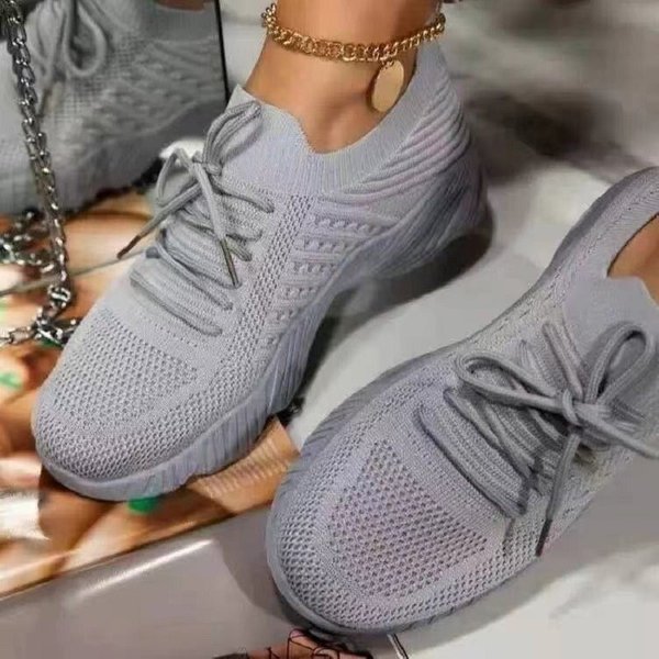 Flying Woven Shoes Flat Heel Mesh Solid Color Low Top Round Toe Mesh Shoes Couple Shoes-image