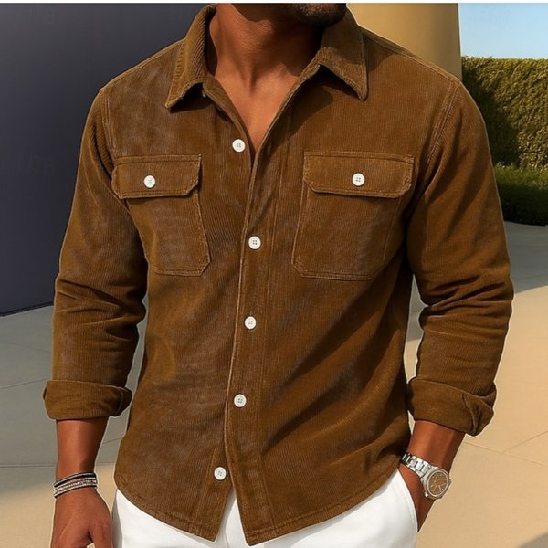 "Men's Corduroy Shirt – Relaxed Fit, Button-Up Casual Shirt Jacket, Vintage Style (S-3XL)"-image