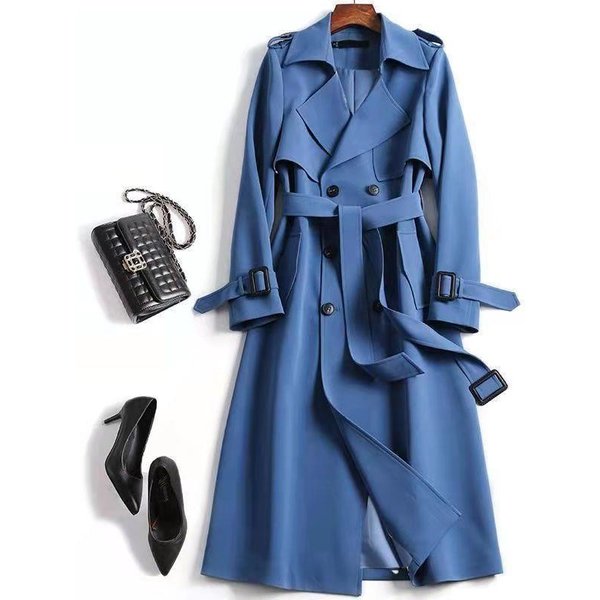 Women's Clothing Popular Over The Knee British Style Small Size New Coat Windbreaker Women's Mid Length Coat Spring And Autumn Korean Version-image