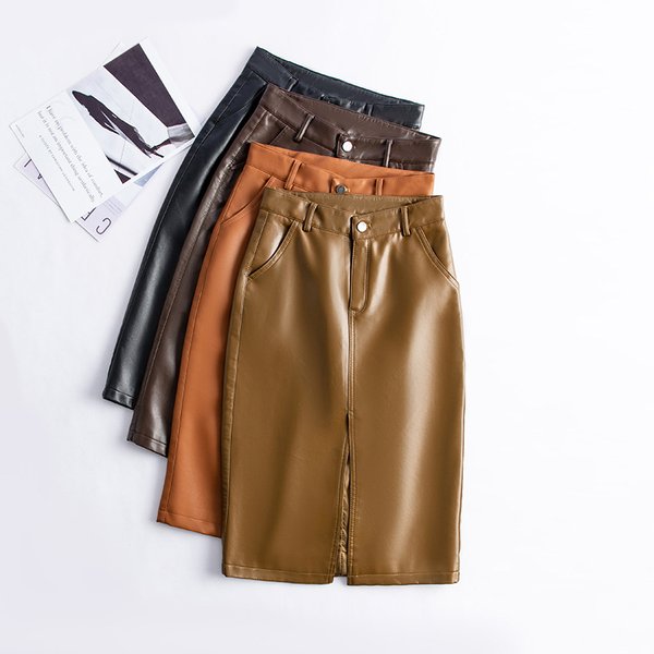 Women's Clothing Women's Leather Skirt Half-Length Skirt Hip-Covering Skirt Five-Cent Large Size Slimming Covering Flesh Versatile-image