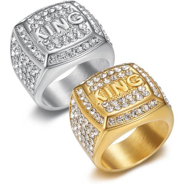 Hip Hop Punk Rock Personality Street Fashion Men And Women Titanium Steel KING King Ring