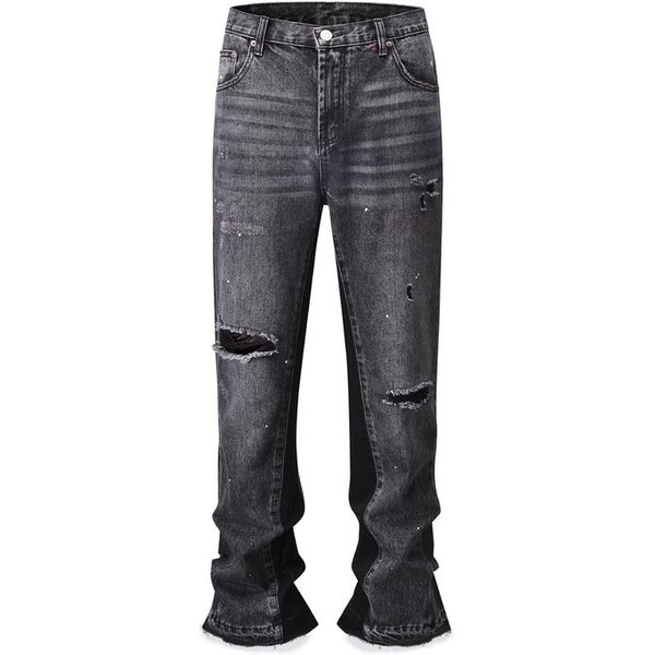 Men's Clothing 24 Three-Dimensional Tailoring Loose Baggy Ripped Cat Whisker Flared Pants For Men And Women Jeans Brand Quality,Product Launch-image