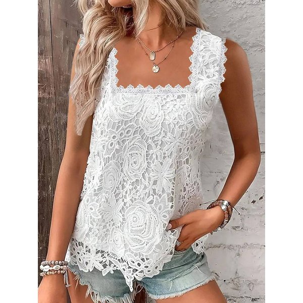 Women's Summer New Hot Seller Collar Lace Vest Sleeveless Top