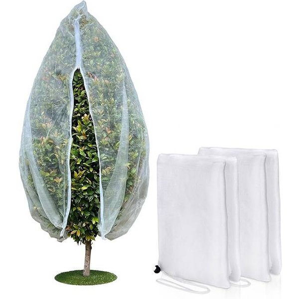 Breathable HDPE Plant Protection Bags – White 60-Mesh Drawstring & Zipper Covers For Fruit Trees, Vegetables (60x80cm To 100x140cm)