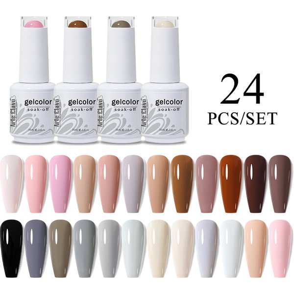 Arte Clavo Gel Nail Polish Set 24 Colors Semi Permanent Uv Led Gel Varnish Manicure Set Soak Off Nail Lacquer Base Coat Top Coat-image