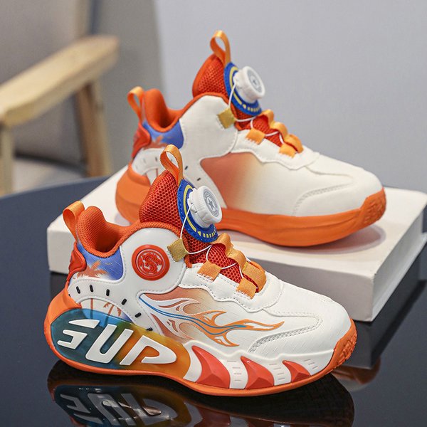 Children's Basketball Boys Girls Sports Friction Sound Summer New Mesh Breathable Lightweight Training Shoes-image