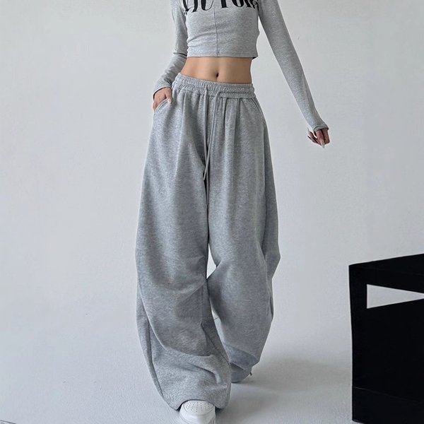 Women's Clothing High Waist Straight Leg Jogger Pants Casual Loose Fit Streetwear Sweatpants With Pockets-image