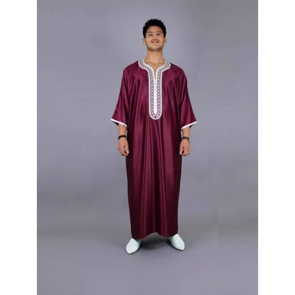 Arab Thobe For Men – Gold Embroidered Islamic Robe (4 Colors)