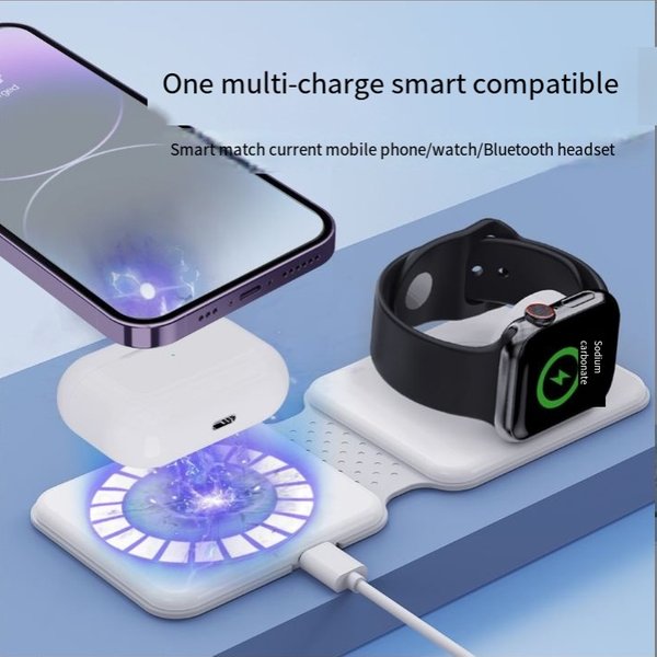 Three-in-one Mobile Phone Charger Folding Magnetic Wireless Charger Two-in-one Multifunctional Portable Car Magnetic Fast Charger