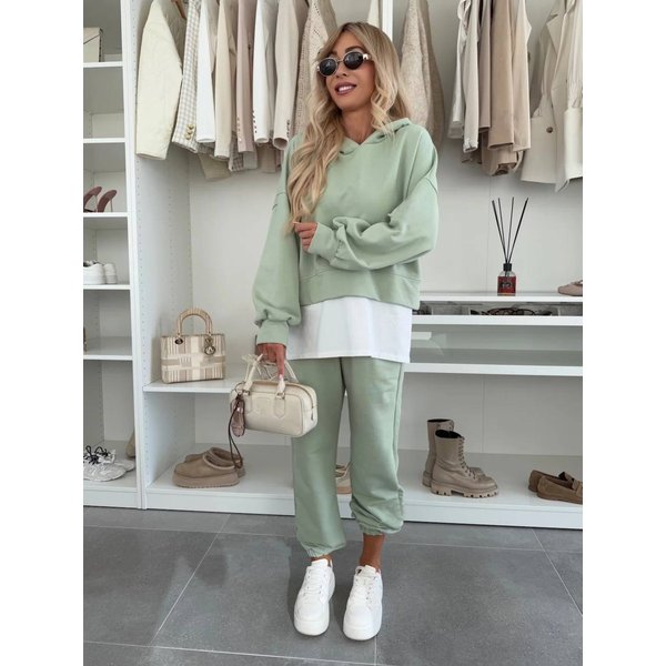 Women's Clothing Casual Color Matching Women's Suit Loose Long Sleeved Two Piece Sweatshirt Sports Trousers Two Piece Suit Female
