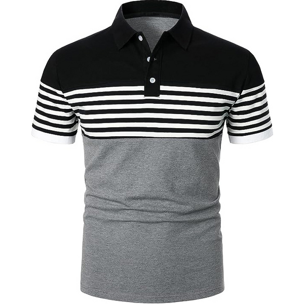 Men's Clothing Lapel Color Matching Digital Printed Shirt Men's Fashion Zipper Short-Sleeved T-Shirt-image