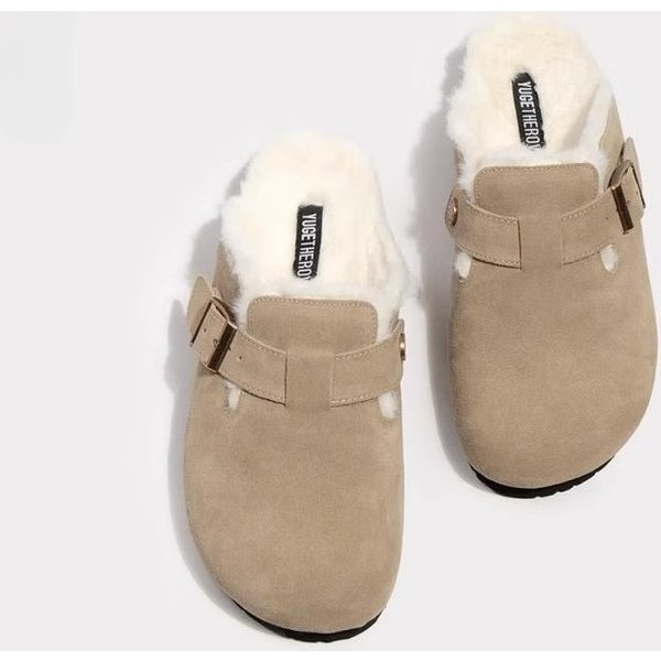A new type of slip-on and fleece single shoes with thick sole semi-drag cotton shoes