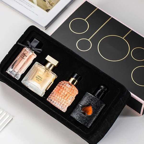New 520 Valentine's Day Gift Box Perfume Four Piece Set Black Opium Lady Perfume Long Lasting Fresh Fragrance Perfume-image