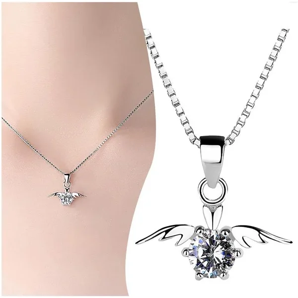Chains Wing Sliver Luxurious Angel Crystal For Women Pendant Necklace Girl Women's Necklaces Long