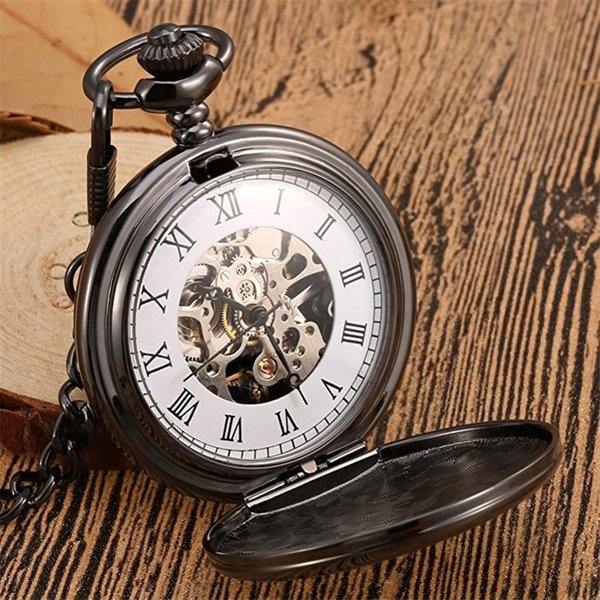 Vintage Clamshell Small Pocket Watch Men And Women Students Pendant Pointer Necklace Watch Mechanical Roman Nostalgic Men's Quartz Watch-image