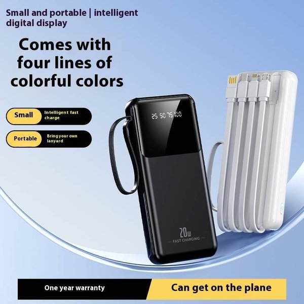 20000Mah Power Bank With Built-In Cable & Pse Fast Charging - Compact & Portable For Travel-image