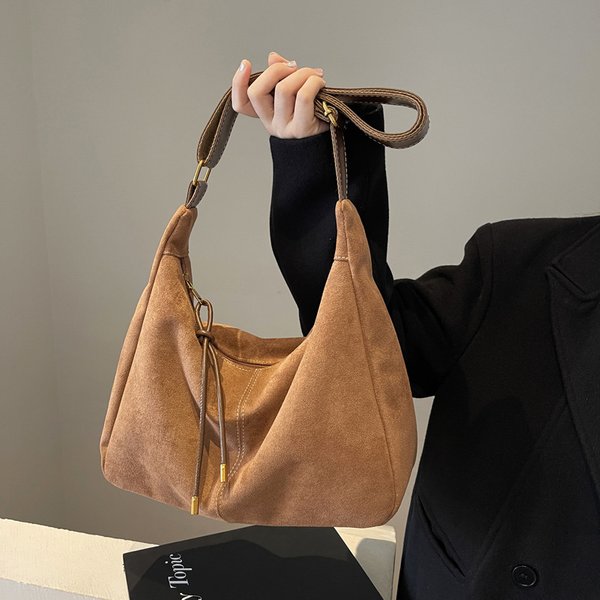 Dumpling Retro Fashion Suede Design Commuting Versatile Elegant Style Single Shoulder Crossbody Underarm Bag