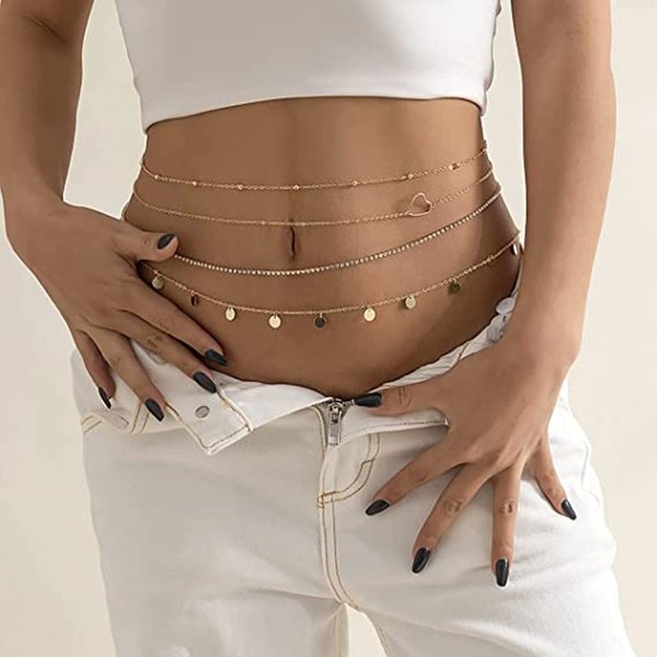 Unisex Accessories Ins Sexy Hot Girl Thin Chain Waist Chain Female Versatile Seaside Bikini Body Chain-image