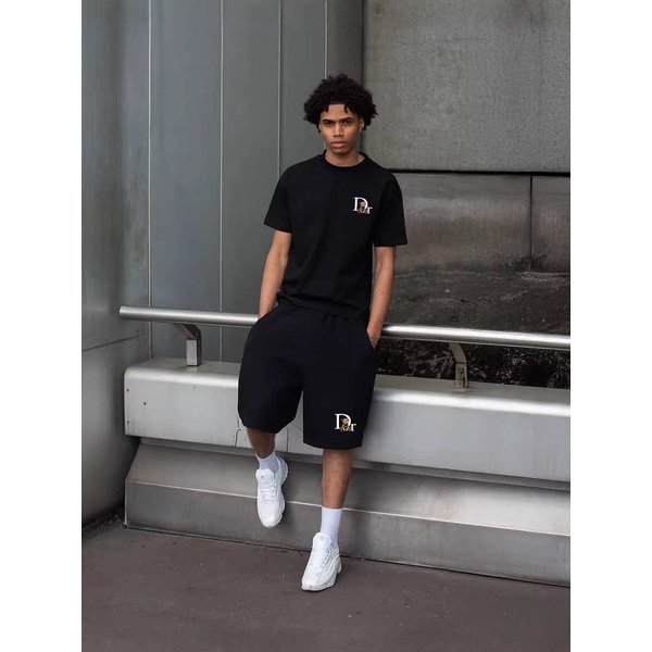 Men's Hip-Hop Embroidered Patchwork Casual Shorts Loose Fit Breathable Knit Black Grey Cotton Basketball Shorts For Streetwear S-XXL