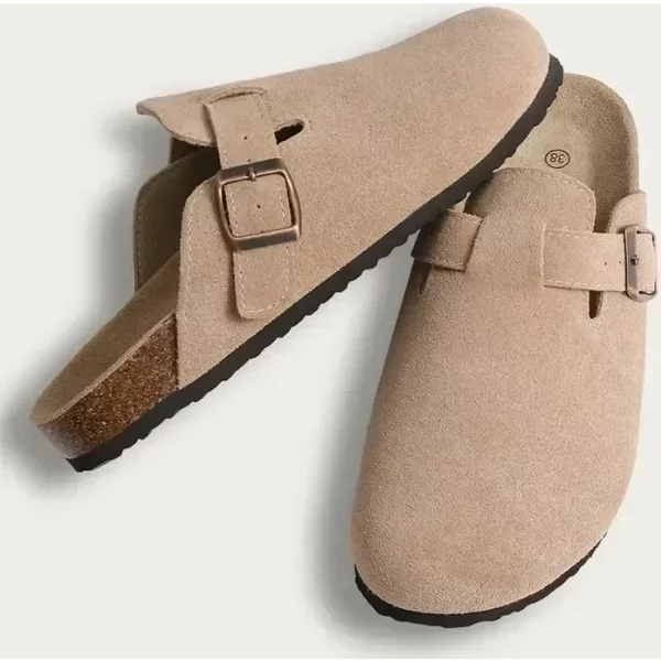 Shoes Closed Toe Slippers Cow Suede Leather Clogs Women's Sandals Retro Fashion Garden Mule Clog Slide New-image
