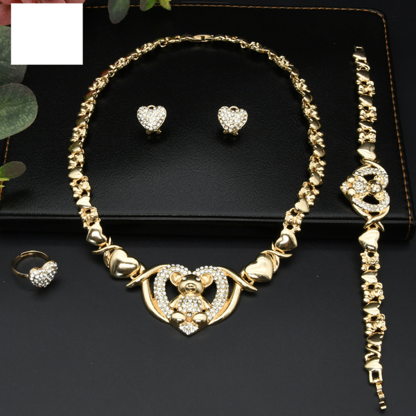 Jewelry Set Ladies Bride Necklace Ring Earrings Bracelet 4-Piece Set-image
