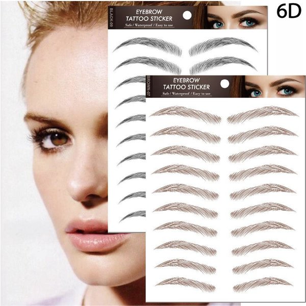 6D Hair Like Eyebrows Stickers Makeup Waterproof Eyebrow Eyebrow Long Natural Hair-Liked Authentic Eyebrow Tattoo Sticker-image