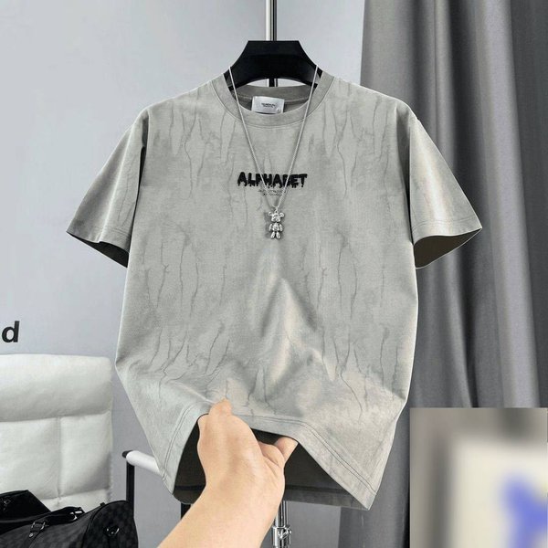 Men's Clothing Trendy Versatile High End Men's Casual T-Shirt Textured Cool Feel Tie Dye Embroidered Top For Men-image