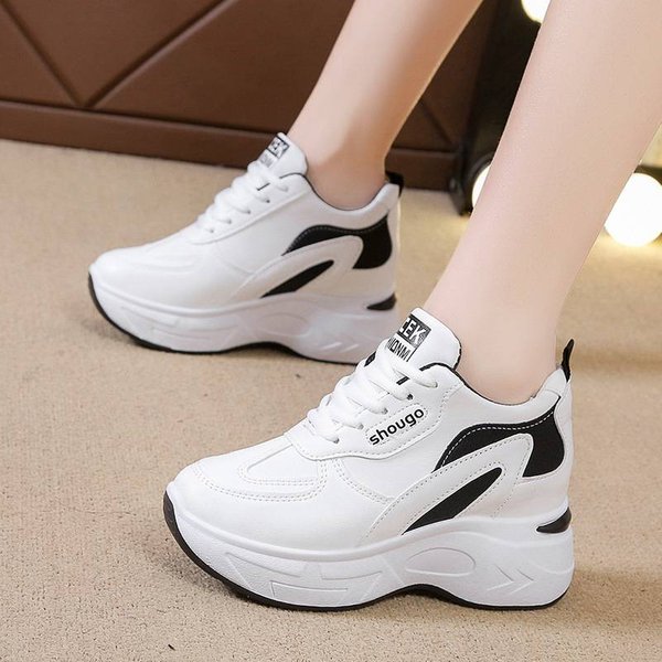 Height Enhancing Sports Shoes For Women Spring And Autumn Fashion Thick Soled White Shoes Casual Comfortable Slim Plus Velvet Dad Shoes-image
