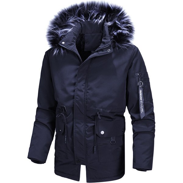 Men's clothing Men's jacket Autumn winter men's hooded plus size medium long fur collar trench coat men