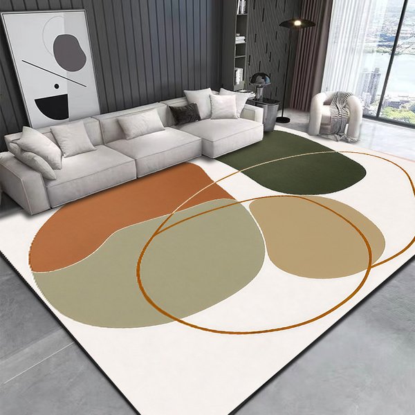 Living Room Rug Large Size Gorgeous Gold Frame Design Bedroom Rug Plush Thickened Machine Washable Thickened Underlay Interior Decorative Rug-image