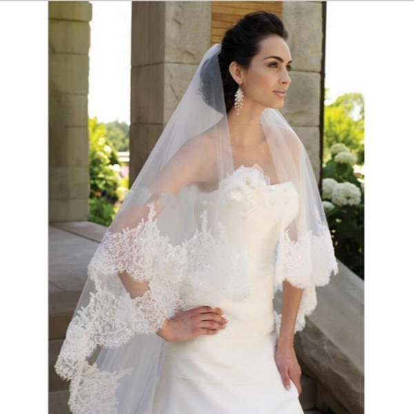 Women's Wedding Veil 3M Sequined Lace Veil Wedding Accessories Luxury Bridal Veil-image