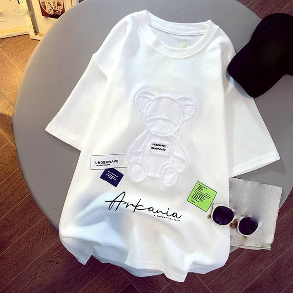 Women's Clothing Versatile Casual Tops Summer Loose Plus Size Medium And Long Short Sleeved T Shirt-image